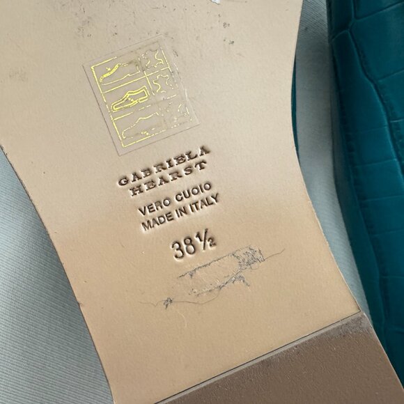 Gabriela Hearst Teal Croc-Embossed Sandals - Picture 3 of 8